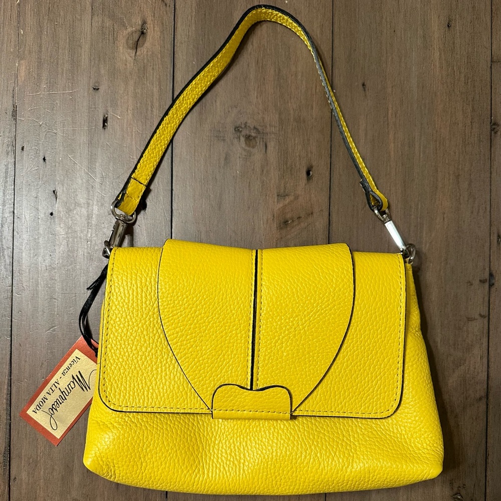 Bright Yellow Leather Purse Handbag